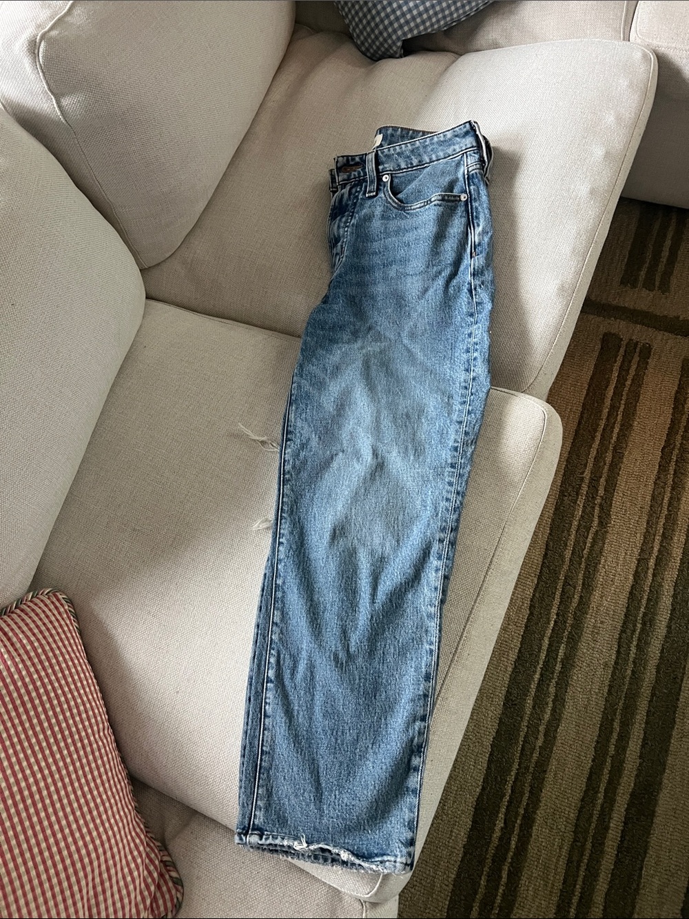 Classic Mid-Wash Blue Straight Leg Jeans